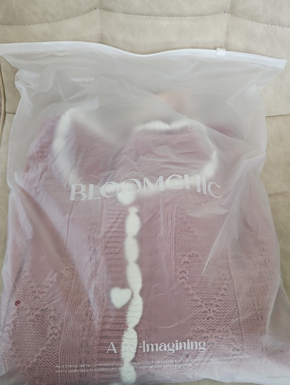 BloomChic Dusty Rose Knit Cardigan with Heart Buttons